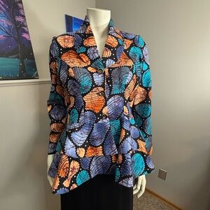 Colorful Leaf Pattern Blazer